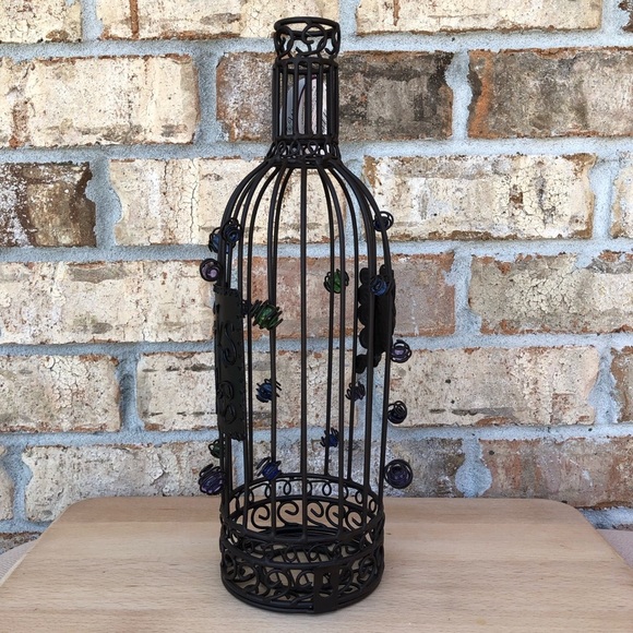 Whimsy Collection Wine Bottle Cork Cage Holder / Display With Colorful beads 14” - Picture 5 of 16
